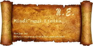Misángyi Etelka névjegykártya
